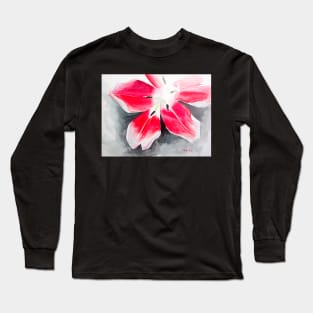 Pink and Red Tulip Watercolor Painting Long Sleeve T-Shirt